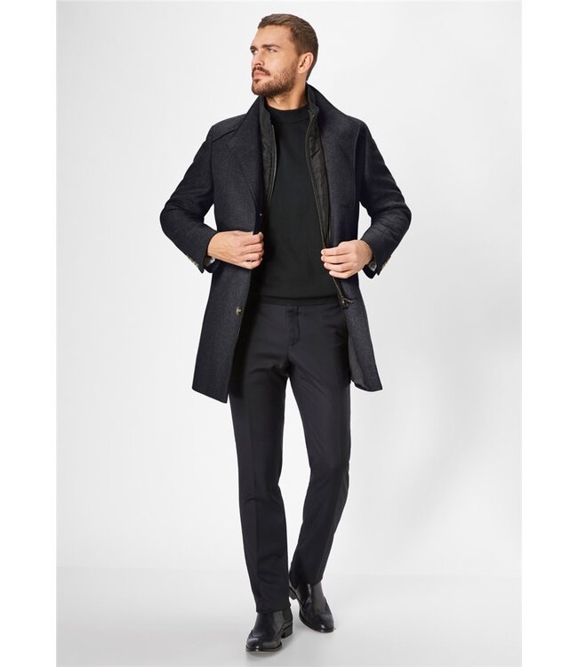 Navy Mix Newton Herringbone Coat