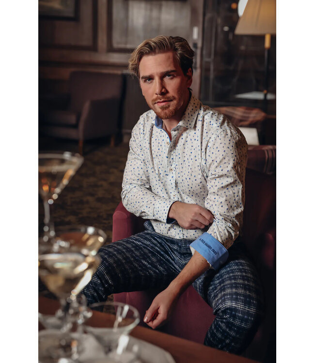 Modern Fit Blue Sketch Shirt