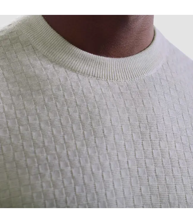 Sand Basketweave Crew Neck Sweater