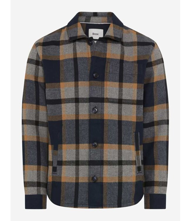 Tan Navy Plaid Santiago Overshirt
