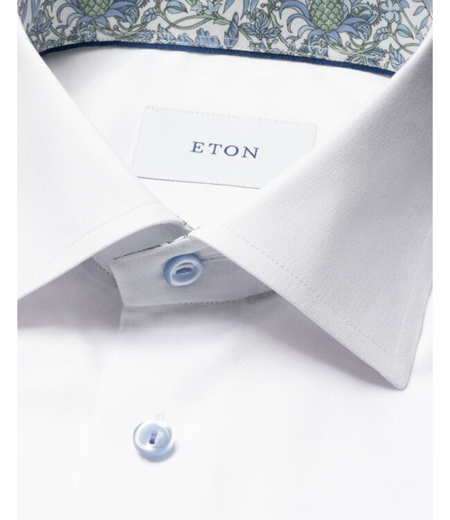 Slim Fit White with Floral Trim Shirt