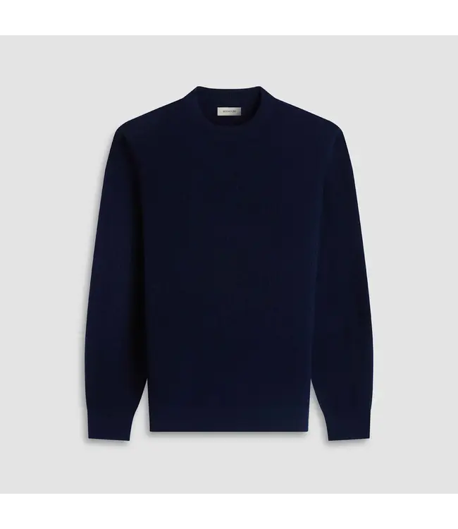 Navy Basketweave Crew Neck Sweater