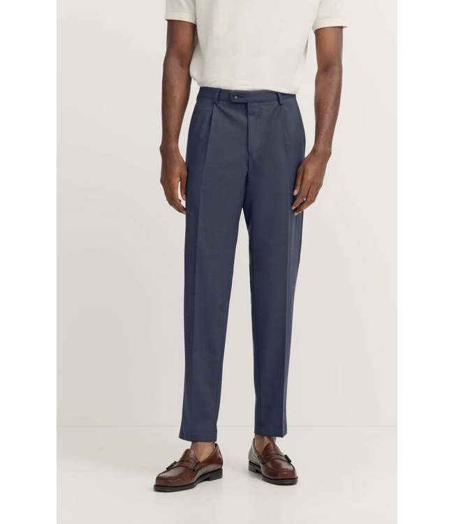 Slim Fit Mid Blue Pleated Pants