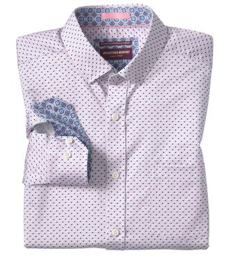 JOHNSTON & MURPHY Classic Fit Pink Navy Diamond Print Shirt