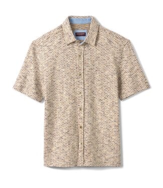 JOHNSTON & MURPHY Classic Fit Ivory Brown Knit Shirt