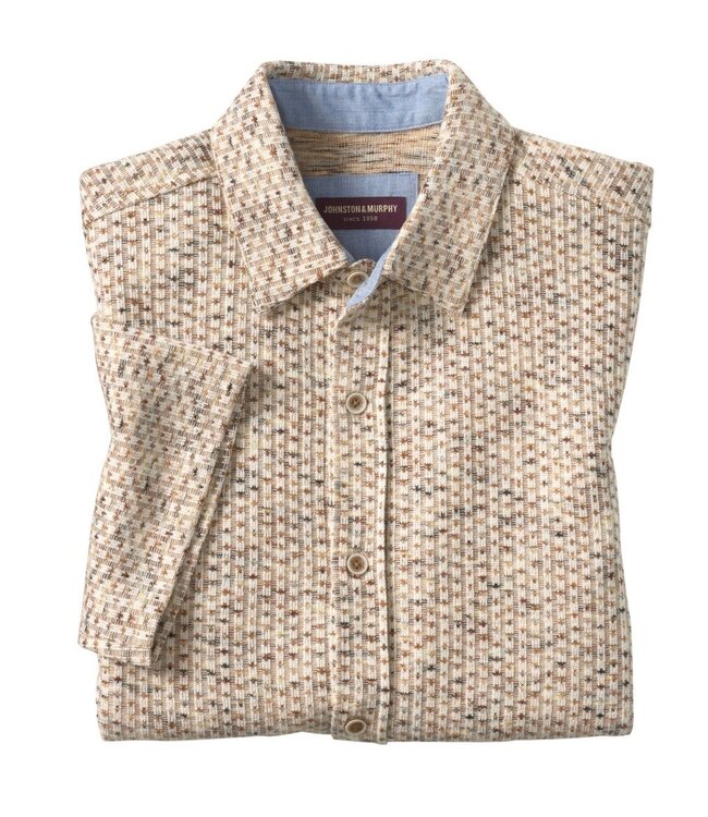 Classic Fit Ivory Brown Knit Shirt