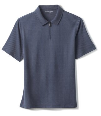 JOHNSTON & MURPHY Navy Zipper Polo