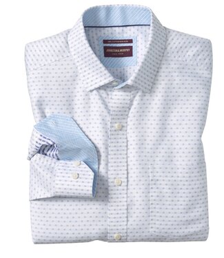 JOHNSTON & MURPHY Classic Fit White/Navy Shirt