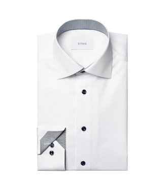 ETON Modern Fit White Geometric Trim Dress Shirt
