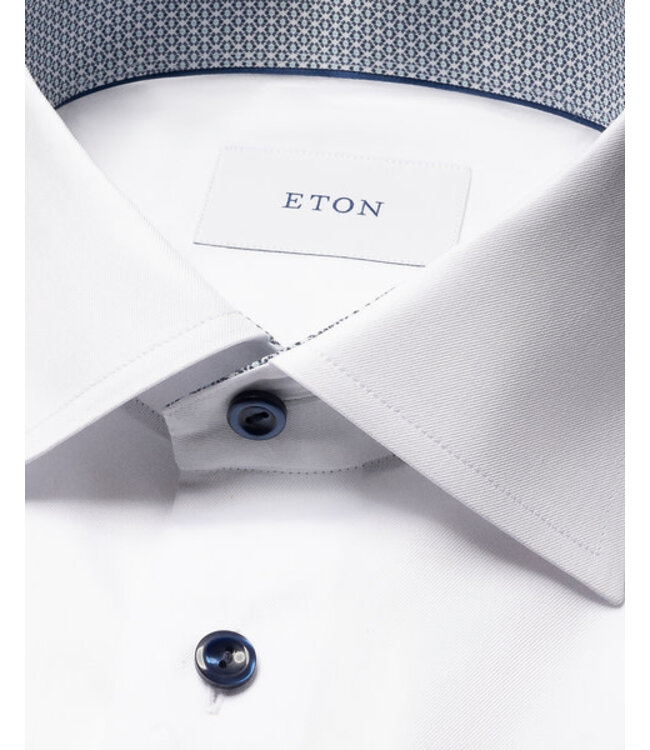 Modern Fit White Geometric Trim Dress Shirt