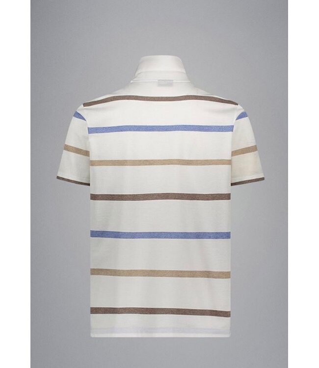 White Blue Tan Striped Polo