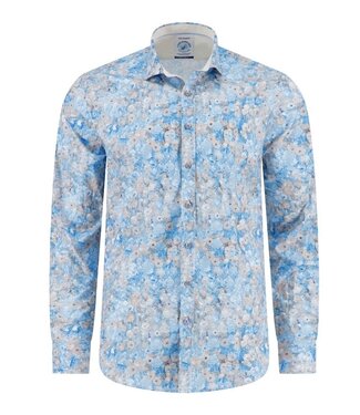 A FISH NAMED FRED Modern Fit Blue Floral Shirt