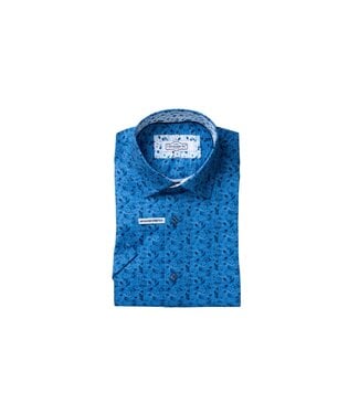 7 DOWNIE Modern Fit Mid Blue Print Shirt