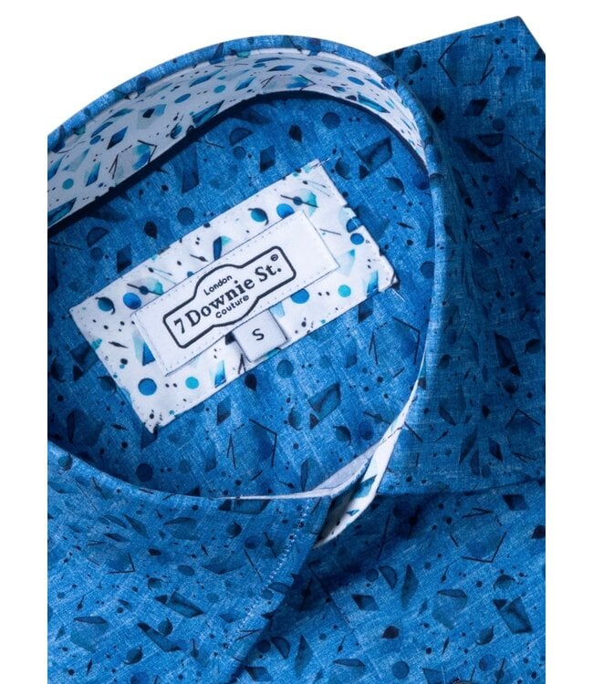 Modern Fit Mid Blue Print Shirt