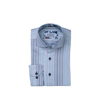 7 DOWNIE Modern Fit Blue Multi Stripe Shirt