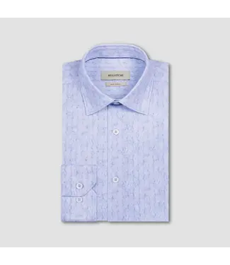 BUGATCHI Modern Fit Air Blue Wavy Striped Shirt