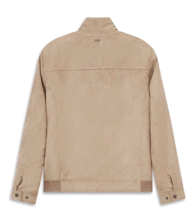 Tan Micro Suede Bomber Jacket