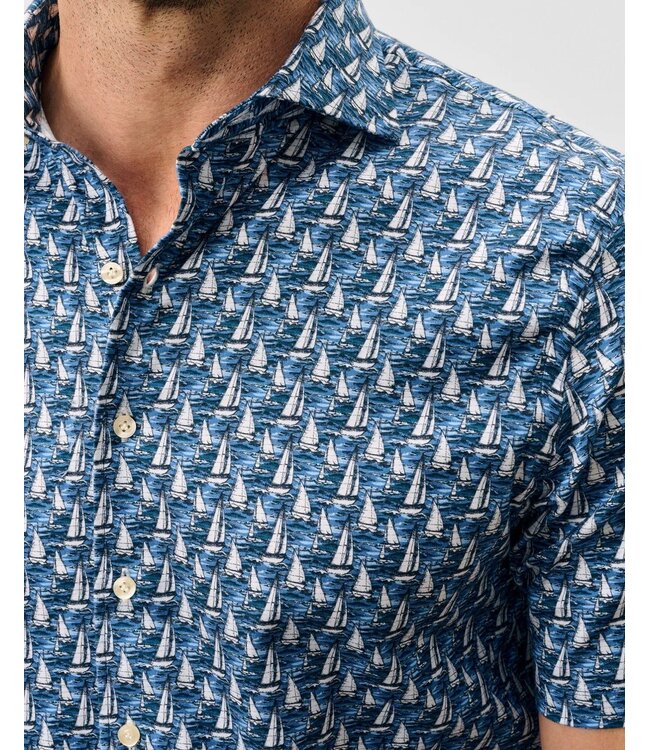 Classic Fit Navy Sailboat Shirt