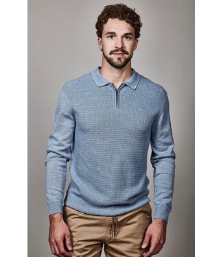 FELLOWS UNITED Blue Zip Polo