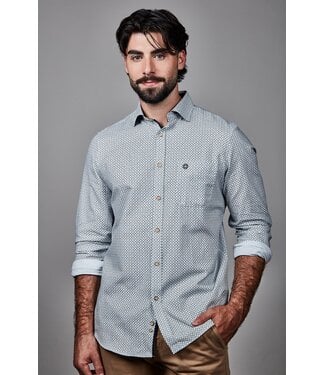FELLOWS UNITED Modern Fit Green Blue Print Shirt