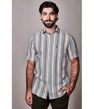 FELLOWS UNITED Modern Fit Green Blue Striped Shirt