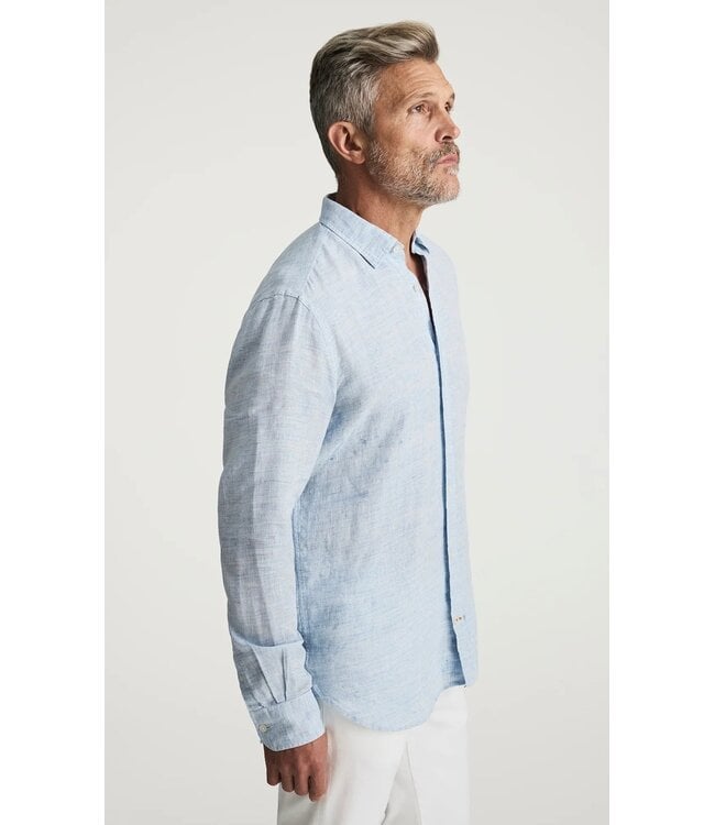 Modern Fit Blue Linen Shirt