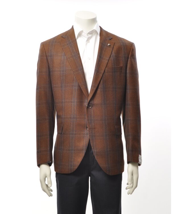 Modern Fit Brown Navy Plaid Sport Coat