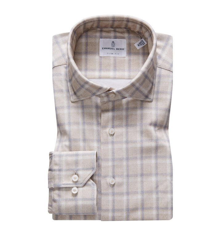 Modern Fit Light Beige Check Shirt