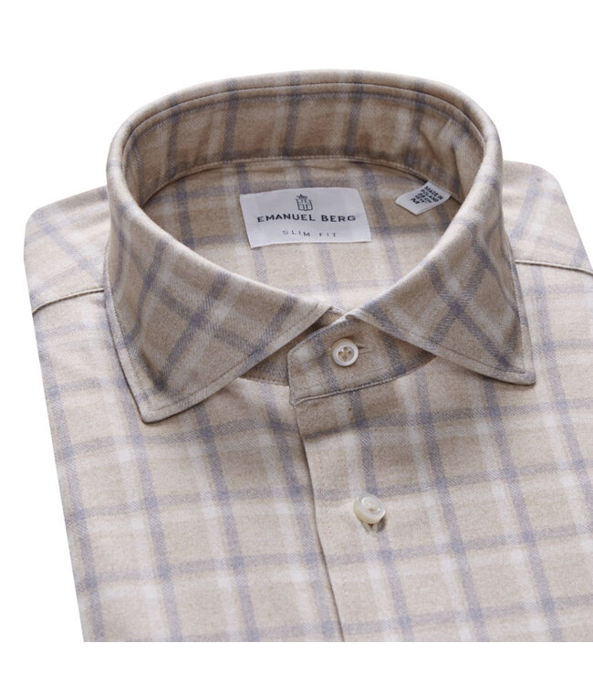 Modern Fit Light Beige Check Shirt