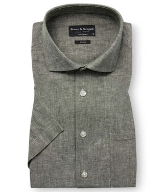BRUUN & STENGADE Modern Fit Mid Green Linen Shirt