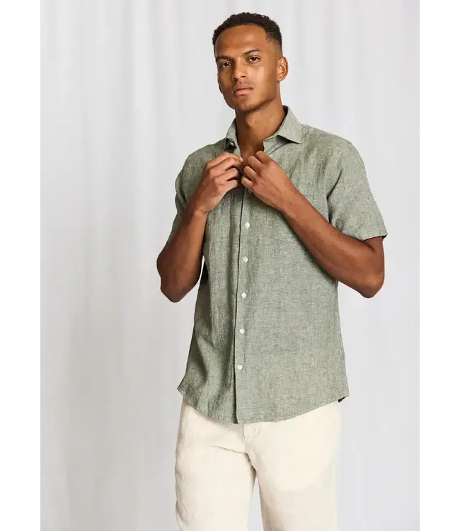 Modern Fit Mid Green Linen Shirt