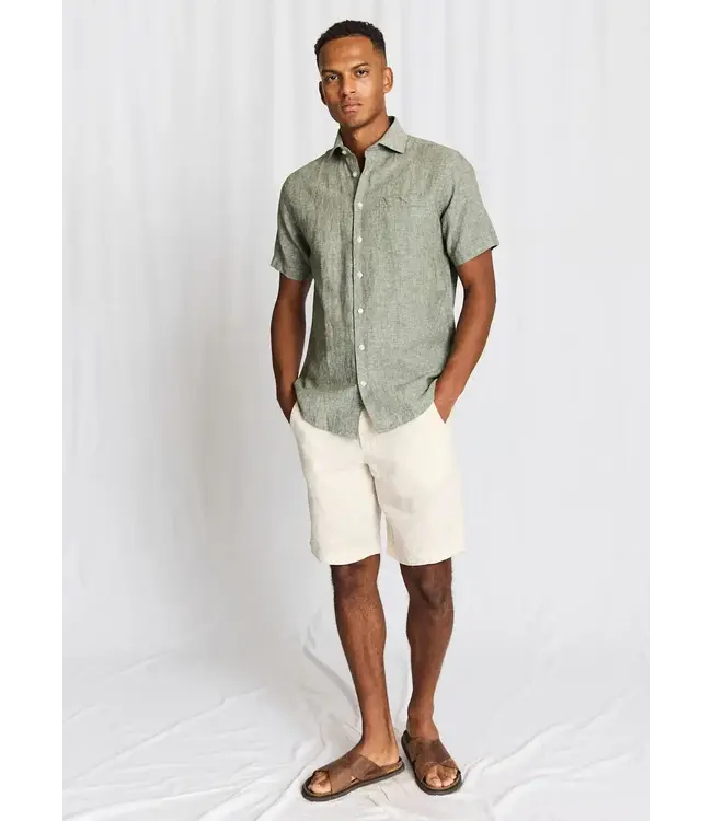 Modern Fit Mid Green Linen Shirt