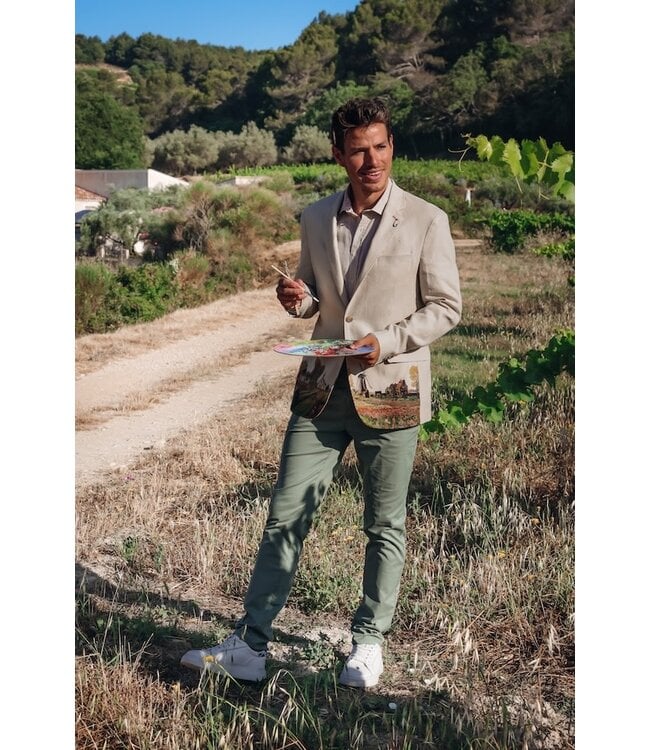 Slim Fit Tan Linen Art Sport Coat