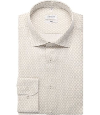 SEIDENSTICKER Slim Fit Beige Medallion Print Shirt
