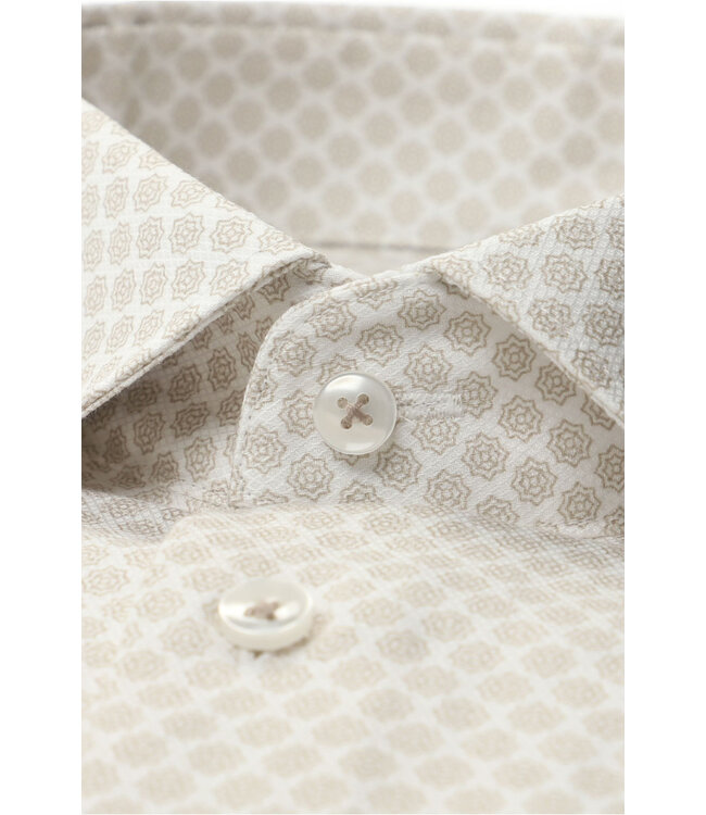 Slim Fit Beige Medallion Print Shirt