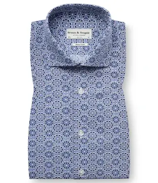 BRUUN & STENGADE Slim Fit Blue Print Abutovic Shirt