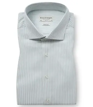 BRUUN & STENGADE Slim Fit Green Striped Ignacio Shirt