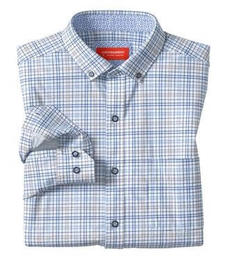 JOHNSTON & MURPHY Classic Fit Blue Brown Plaid Shirt