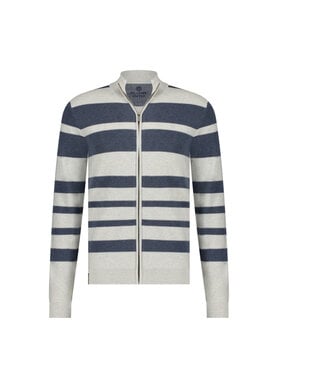 FELLOWS UNITED Blue Grey Striped Full Zip