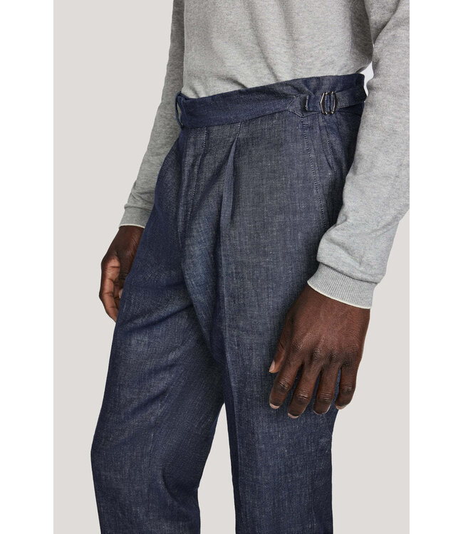 Modern Fit Denim Pleated Dress Pants