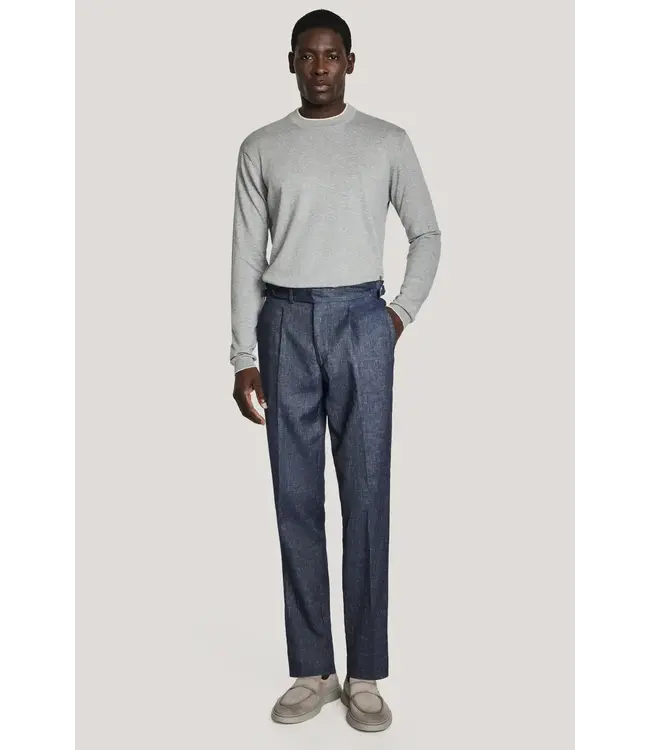 Modern Fit Denim Pleated Dress Pants