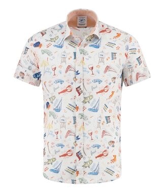 A FISH NAMED FRED Modern Fit Multicolor Doodle Shirt