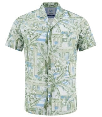 A FISH NAMED FRED Modern Fit Green Tropical Shirt