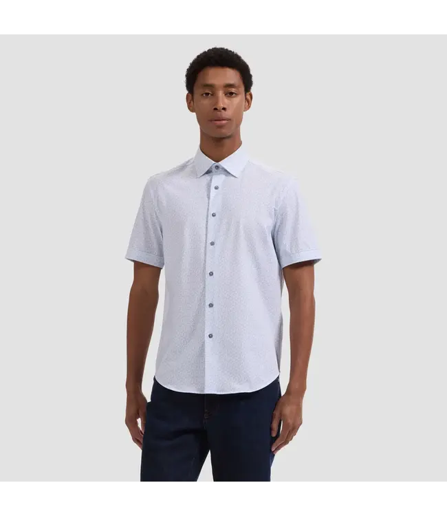 Modern Fit Air Blue Printed Shirt