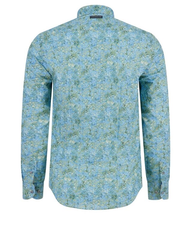 Modern Fit Blue Watercolor Lilly Shirt