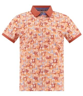 A FISH NAMED FRED Peach City Abstract Polo