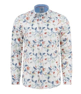 A FISH NAMED FRED Modern Fit Colorful Birdy Blooms Shirt