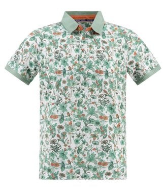 A FISH NAMED FRED Olive Green Floral Polo