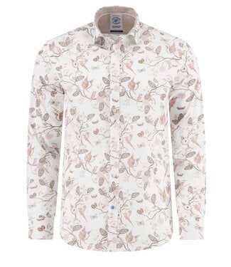 A FISH NAMED FRED Modern Fit Sand Birdy Blooms Shirt