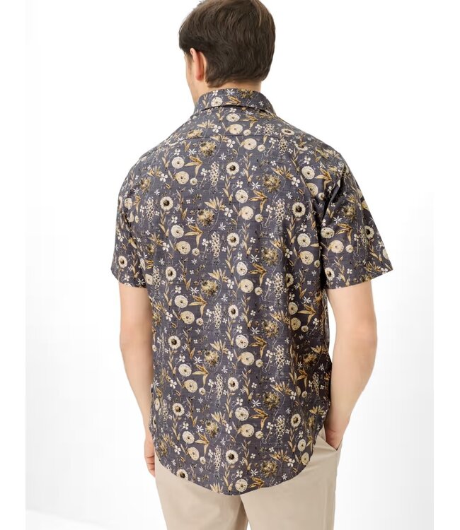 Modern Fit Denim Blue Floral Print Shirt
